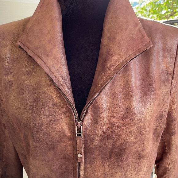 Ashley B Bernardo Genuine leather zip blazer (M) - Picture 5 of 9